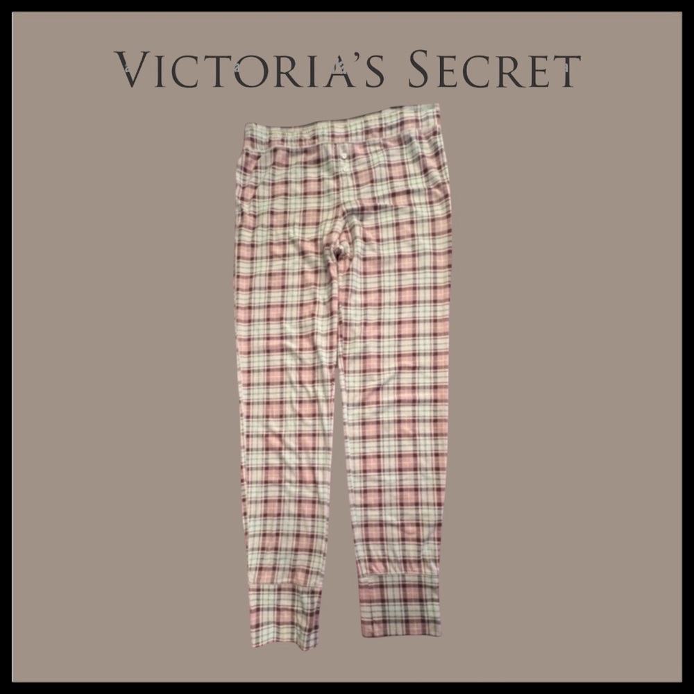Victoria Secret Women’s Pink & Gray Plaid Leggings Size Medium